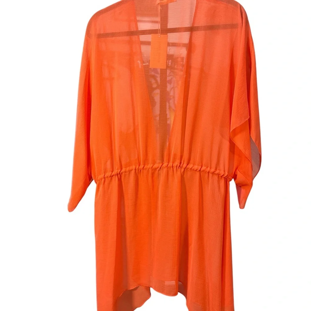 NWT Ramy Brook Judith Orange Sheer‎ Swim Cover-Up Dress Medium MSRP $245